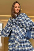 Roberta Plaid Brushed Cotton Drape Cape Highland Blue